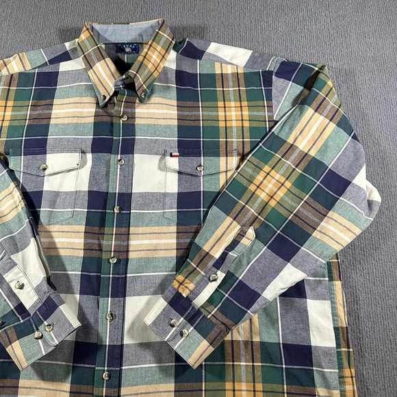 Texas‎ Cotton Shirt Mens 3XL Button Up Long Sleeve Plaid Texas USA - Picture 1 of 7